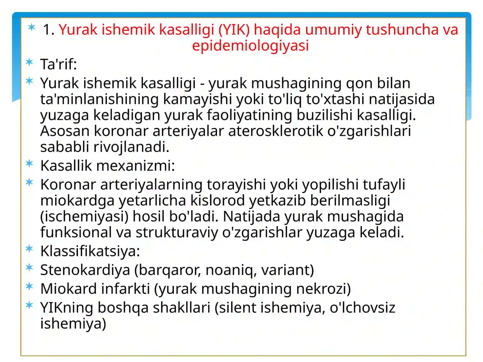 Yurak ishemik kasalligi haqida tushunchalar 3