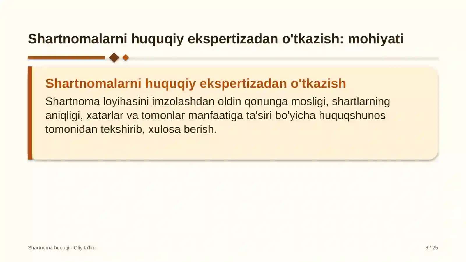 Shartnoma huquqi · Oliy ta'lim 3