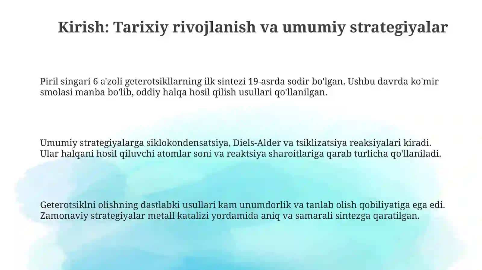 6-a'zoli geterotsikllarning ilk sintezi 3