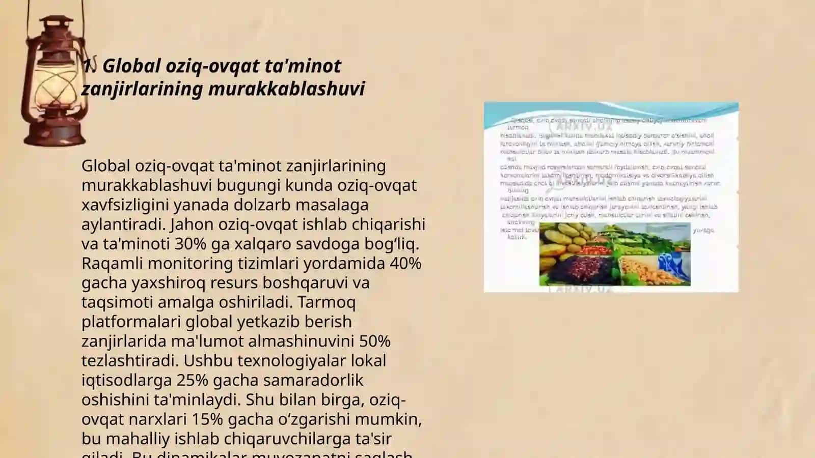 Oziq-ovqat xavfsizligining global tendensiyalari va ularning mahalliy iqtisodiyotga ta'siri 3
