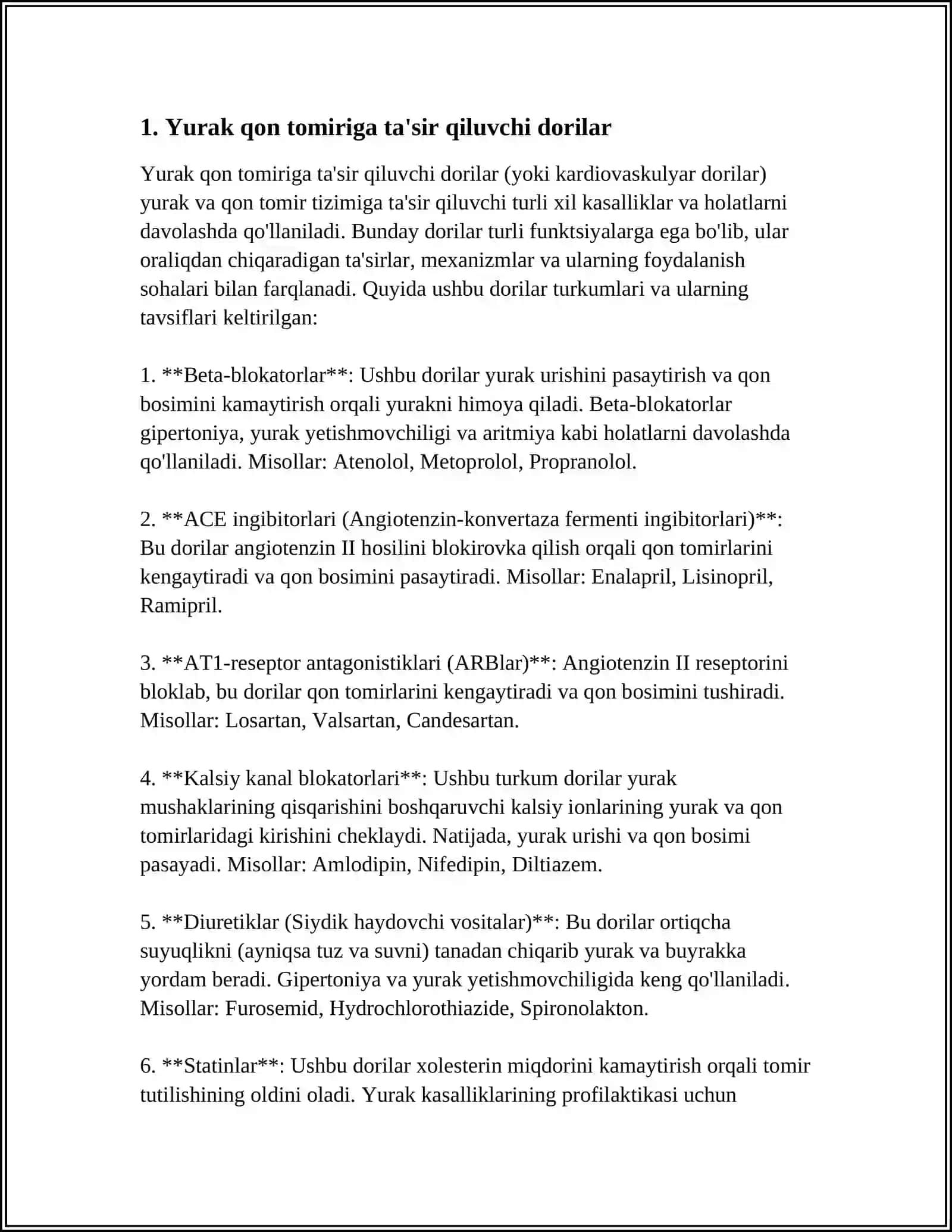Yurak qon tomiriga ta'sir qiluvchi dorilar 3