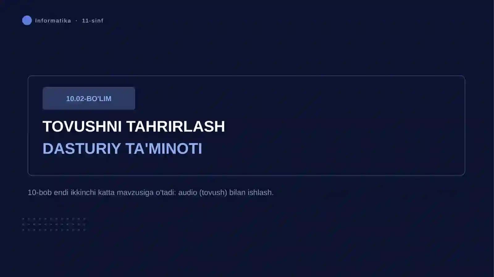 AUDIONI TAHRIRLASH DASTURLARI. 3
