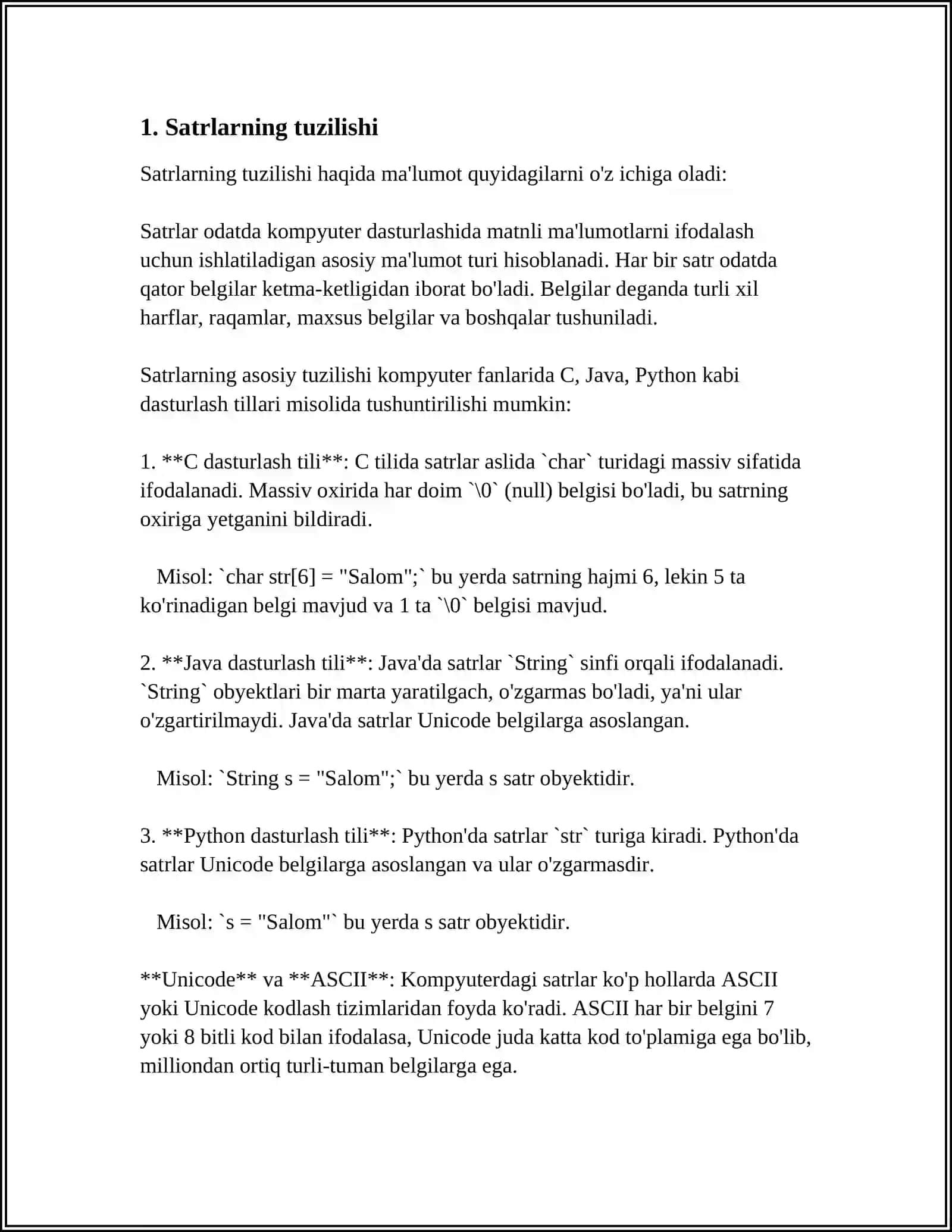 SATRLAR BILAN ISHLASH 3