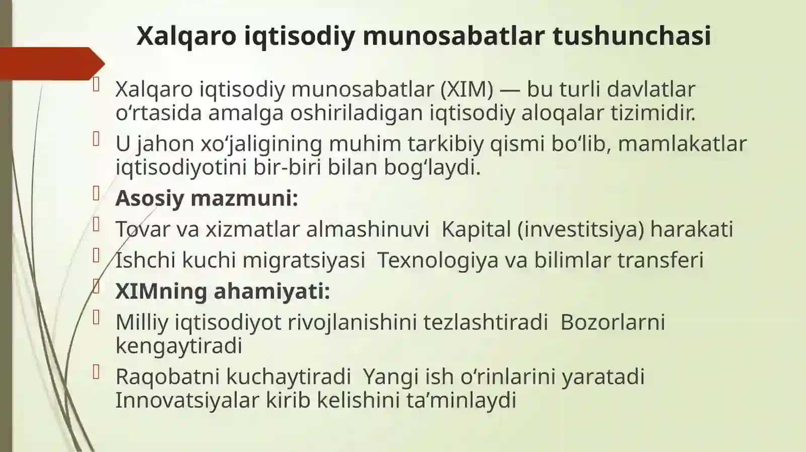 Xalqaro iqtisodiy munosabatlar va O'zbekistonning jahon hamjamiyatiga kirib borishi 3
