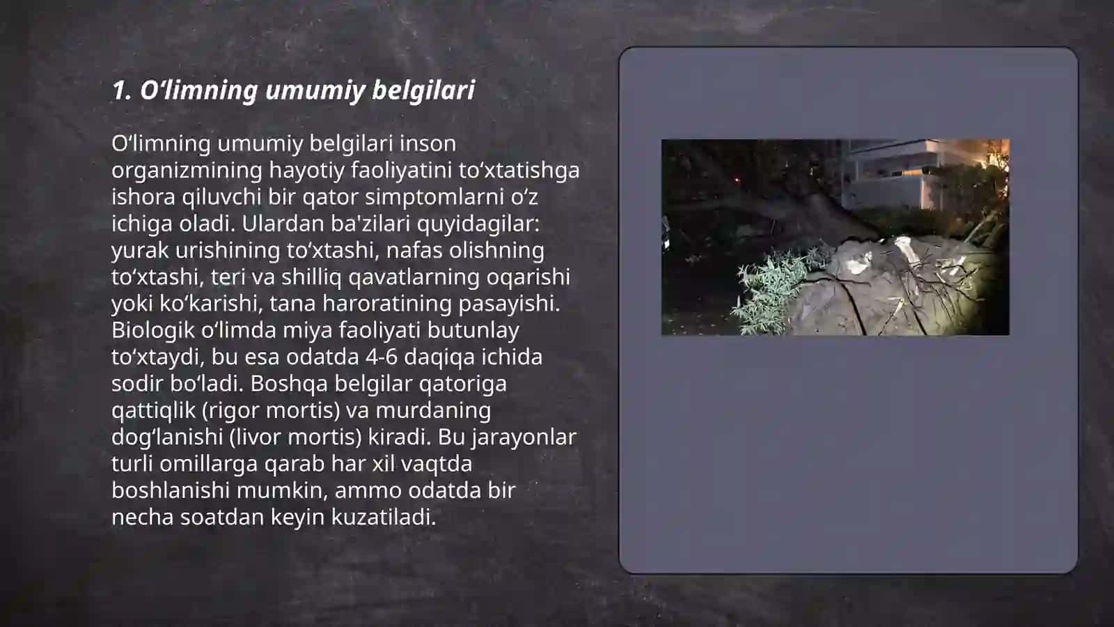 Oʻlimning erta va kechki alomatlari 3