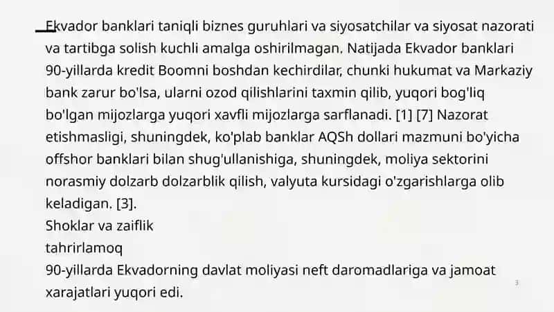 Ekvador iqtisodiy sharoitlar 3