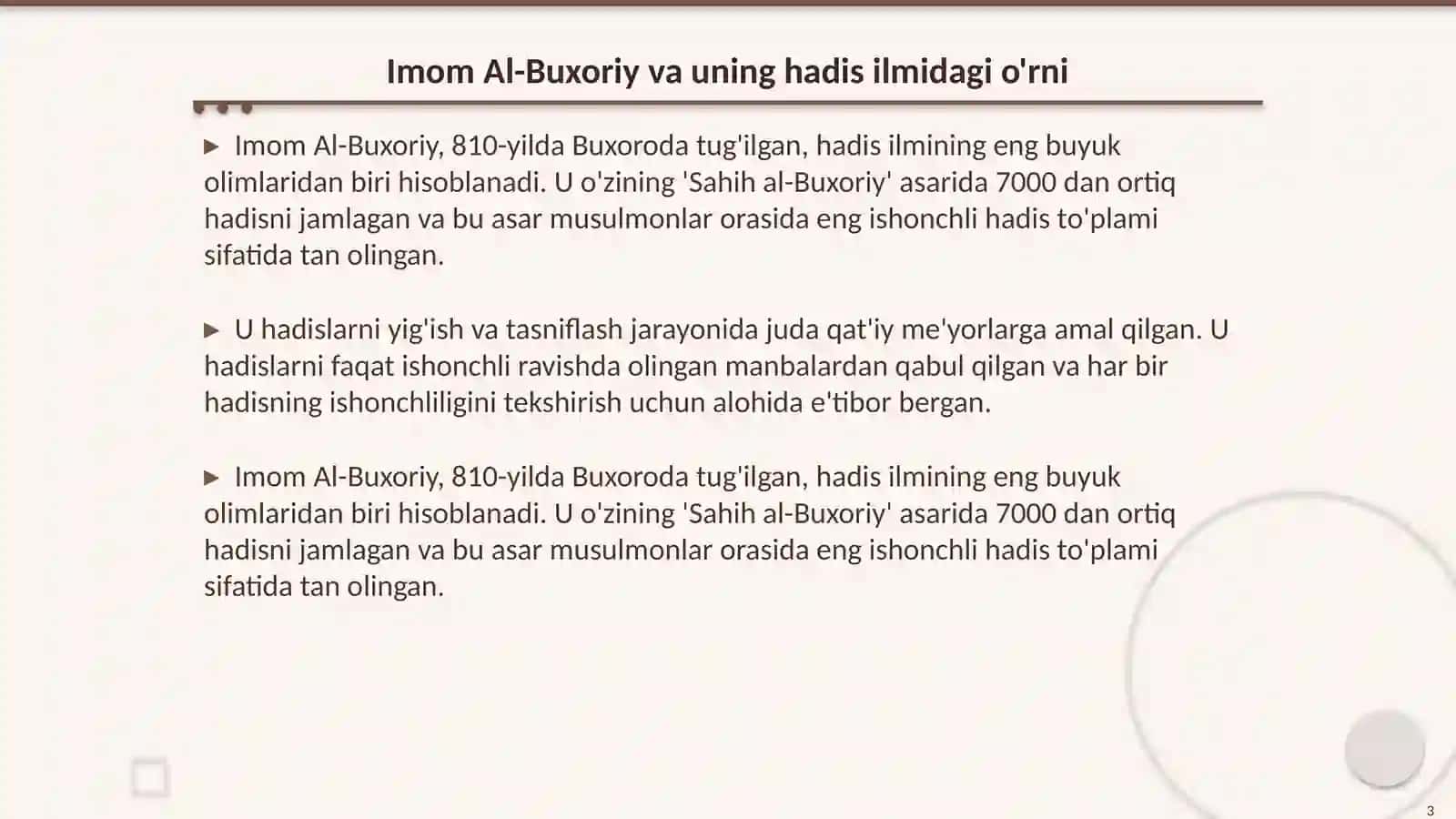 Imom Al-Buxoriy At-Termiziylarning hadis ilmini rivojlantirishdagi xizmatlari 3