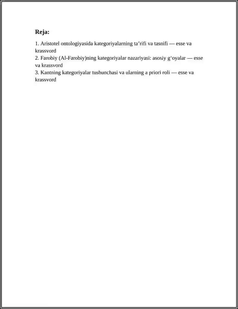 ARISTOTEL,FAROBIY,KANT ONTOLOGIYASIDA KATEGORIYALARNING TASNIFI 3