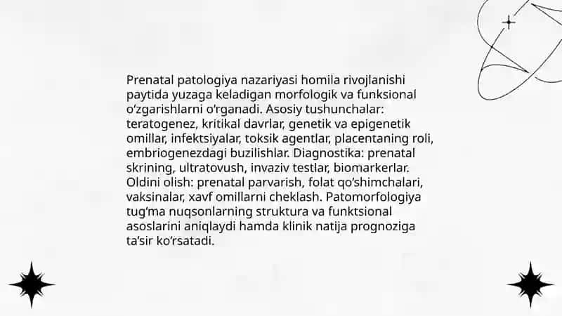 Prenatal patologiya. Muxim axamiyatga ega tug’ma nugsonli rivojlanishlar, patomorfologiyasi 3