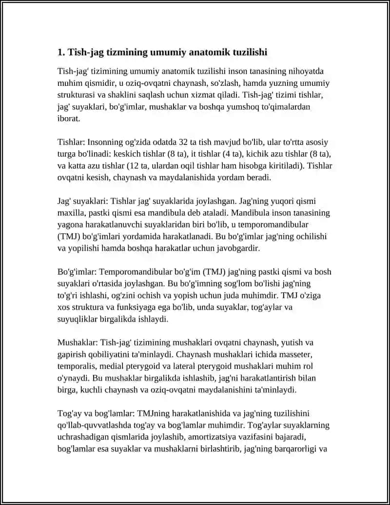 TISH JAG TIZMINING ANATOMIYASI VA FIZIOLOGIYASI 3