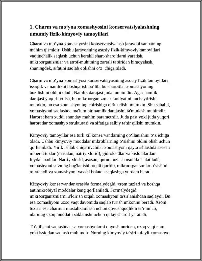 CHARM VA MOʻYNA XOMASHYOSINI KONSERVARALASHNING FIZIK-KIMYOVIY ASOSLARI 3