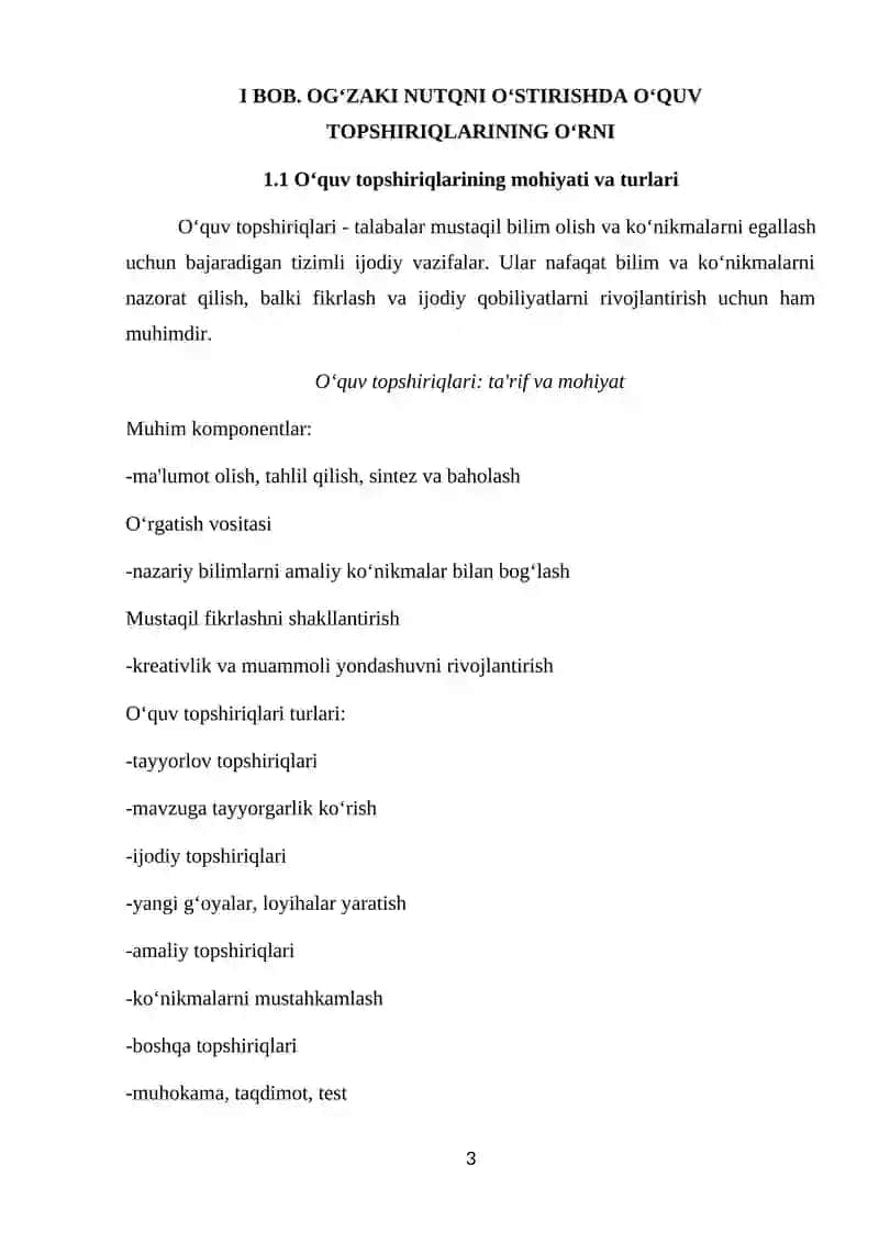 O‘quv topshiriqlarining ahamiyati 3