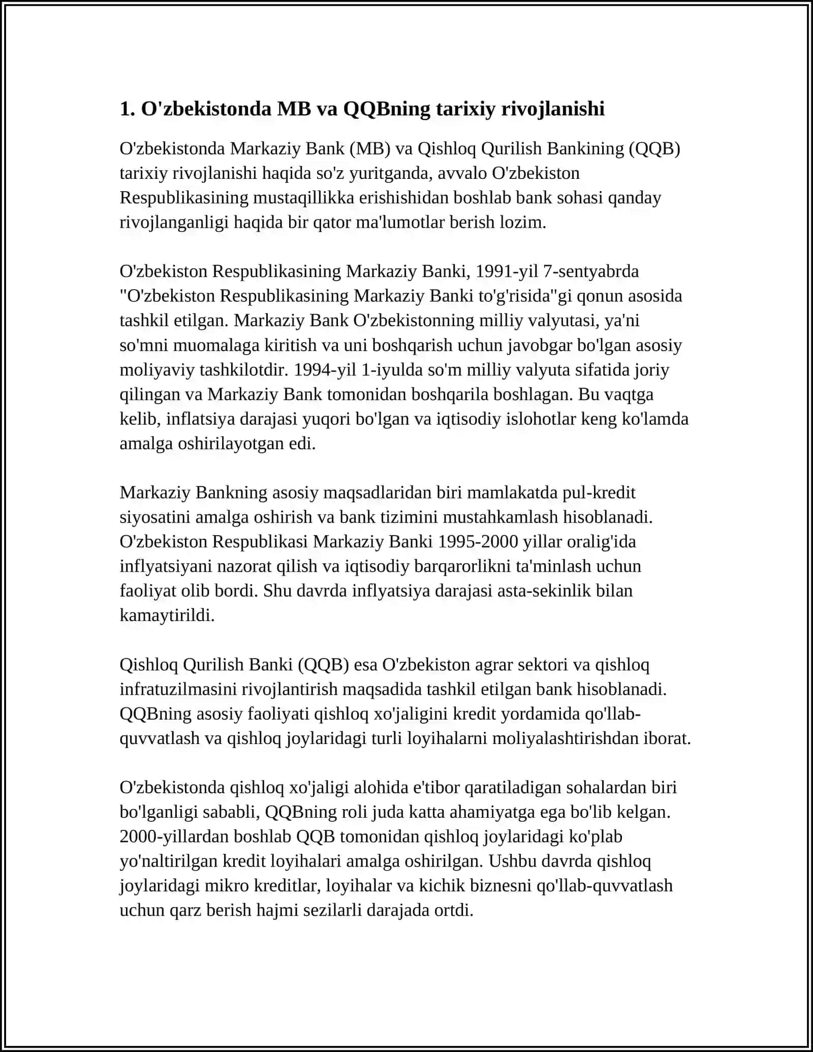 O'zbekistonda MB va QQBning tarixiy rivojlanishi 3