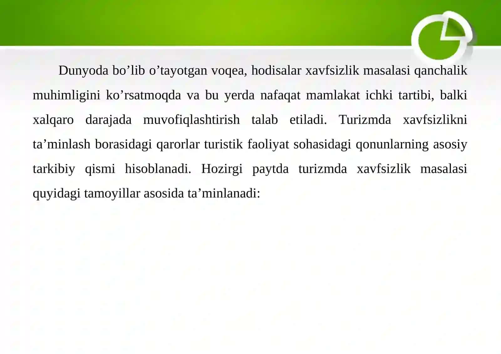 Turizm sohasida xavfsizlikni ta’minlash tamoyillari 3