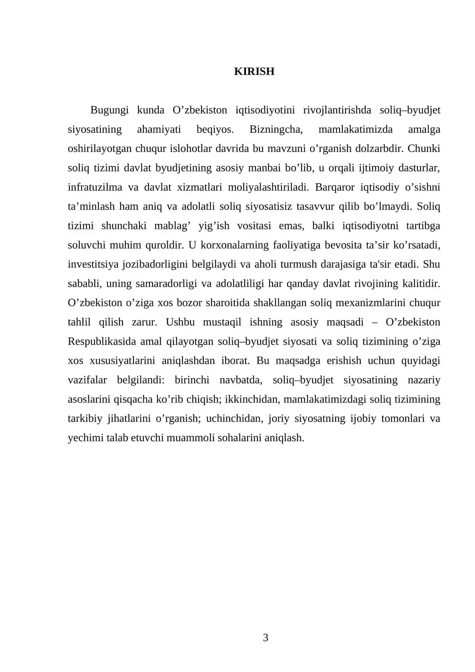 O’zbekistonda soliq–byudjet siyosati va soliq tizimining xususiyatlari 3