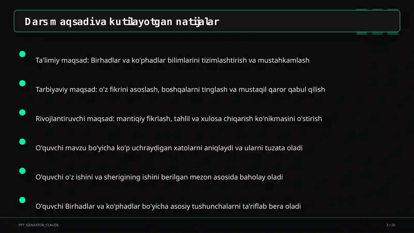 Birhadlar va ko'phadlar (7-sinf) 3