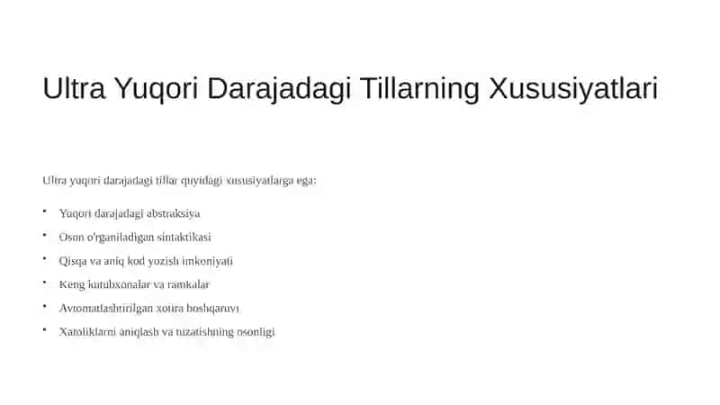 Ultra Yuqori Darajali Dasturlash Tillari 3