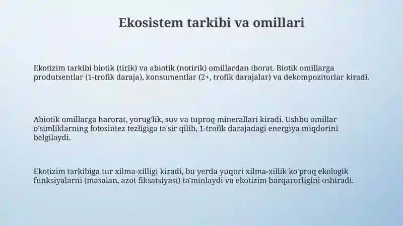 Ekotizimlarning tuzilishi 3