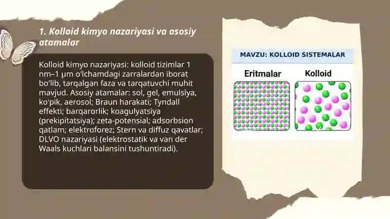Kolloid kimyo.Dispers sistemalar.Kolloid eritmalarni olinishi va tozalash usullari 3