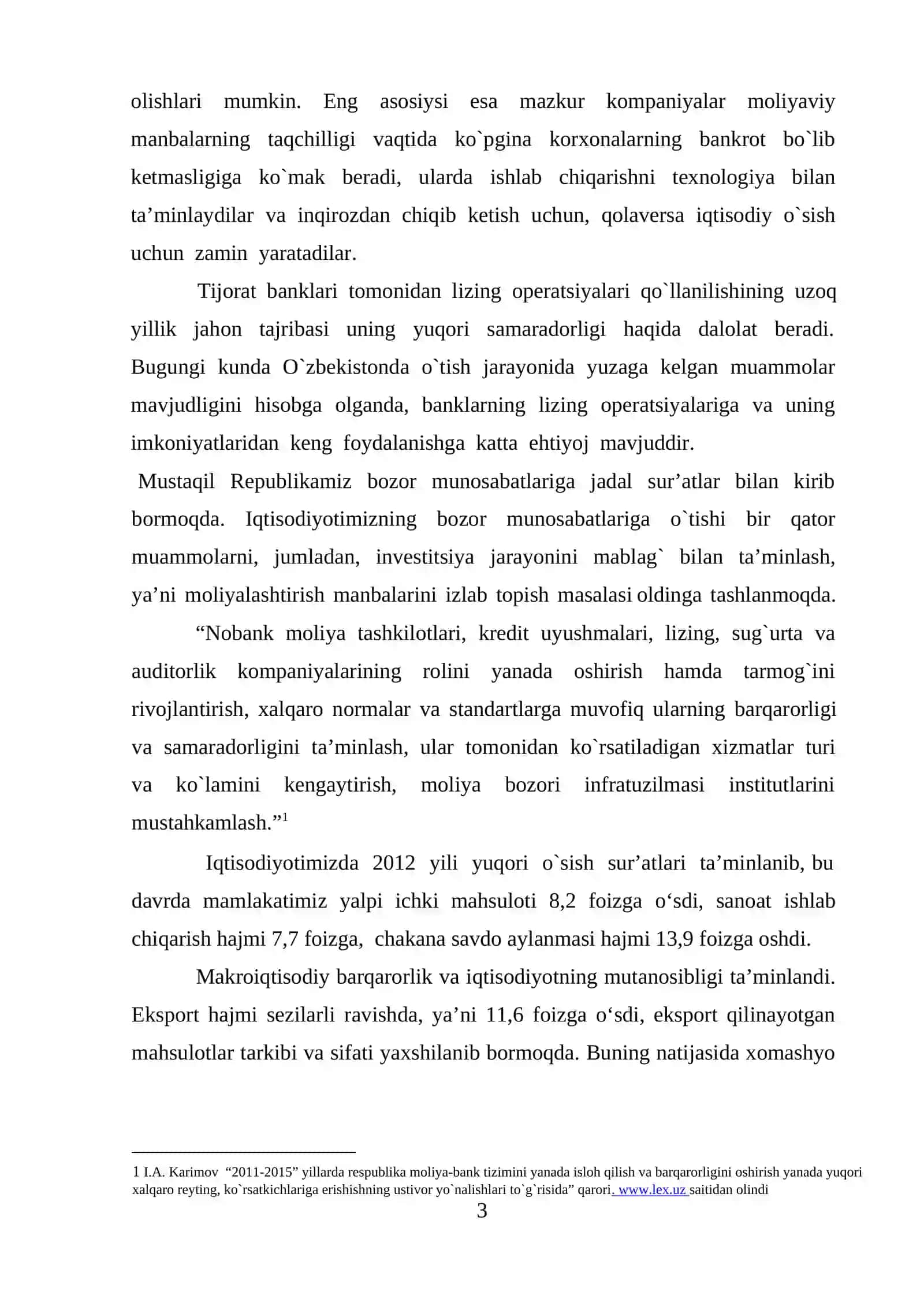 Zamonaviy bozor munosabatlarini rivojlantirish davrida tijorat banklari faolioyatida lizing operatsiyalari 3
