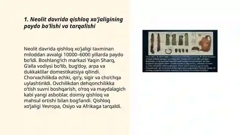 Neolit ishlab chiqaruvchi xujaliklarning taraqiyoti 3