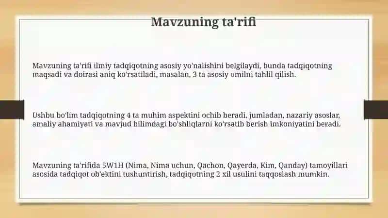Tadqiqotning asosiy yo'nalishi 3