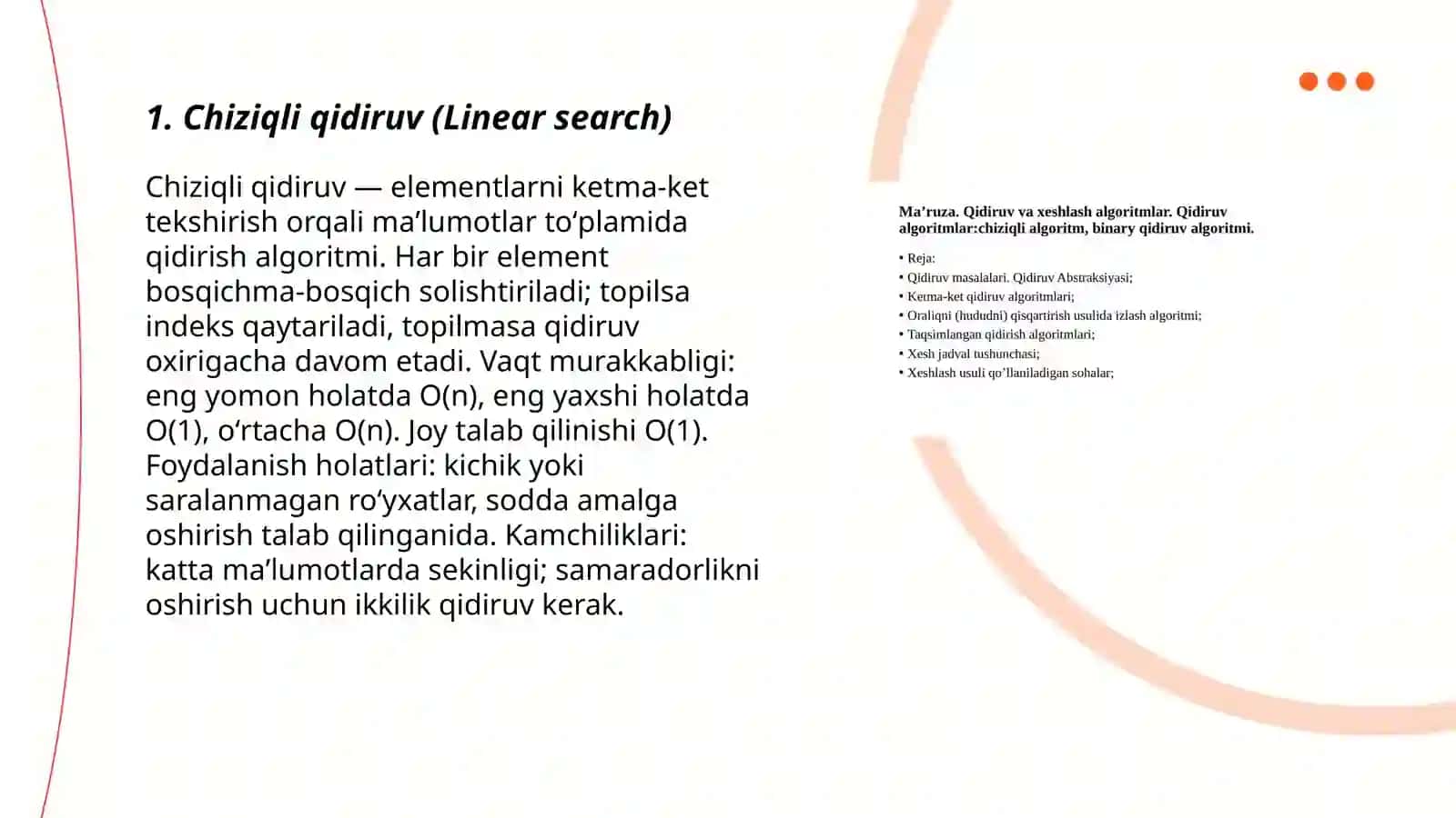 Chiziqli qidiruv (Linear search) 3