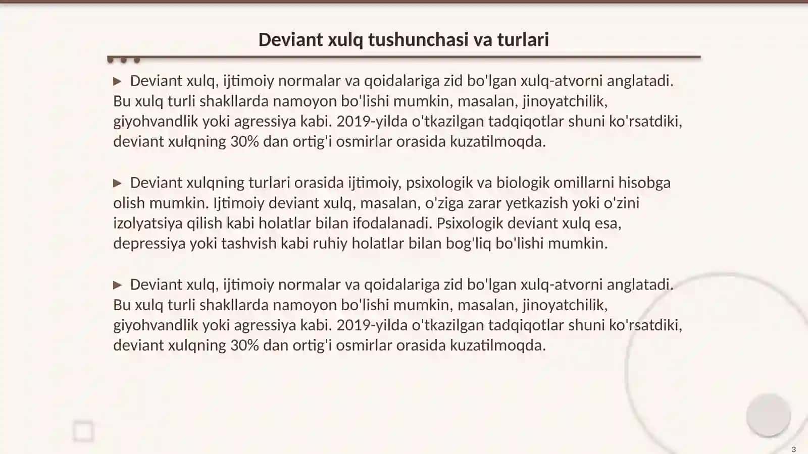 Deviant xulq ilk osmirlik davrida psixik taraqqiyot 3