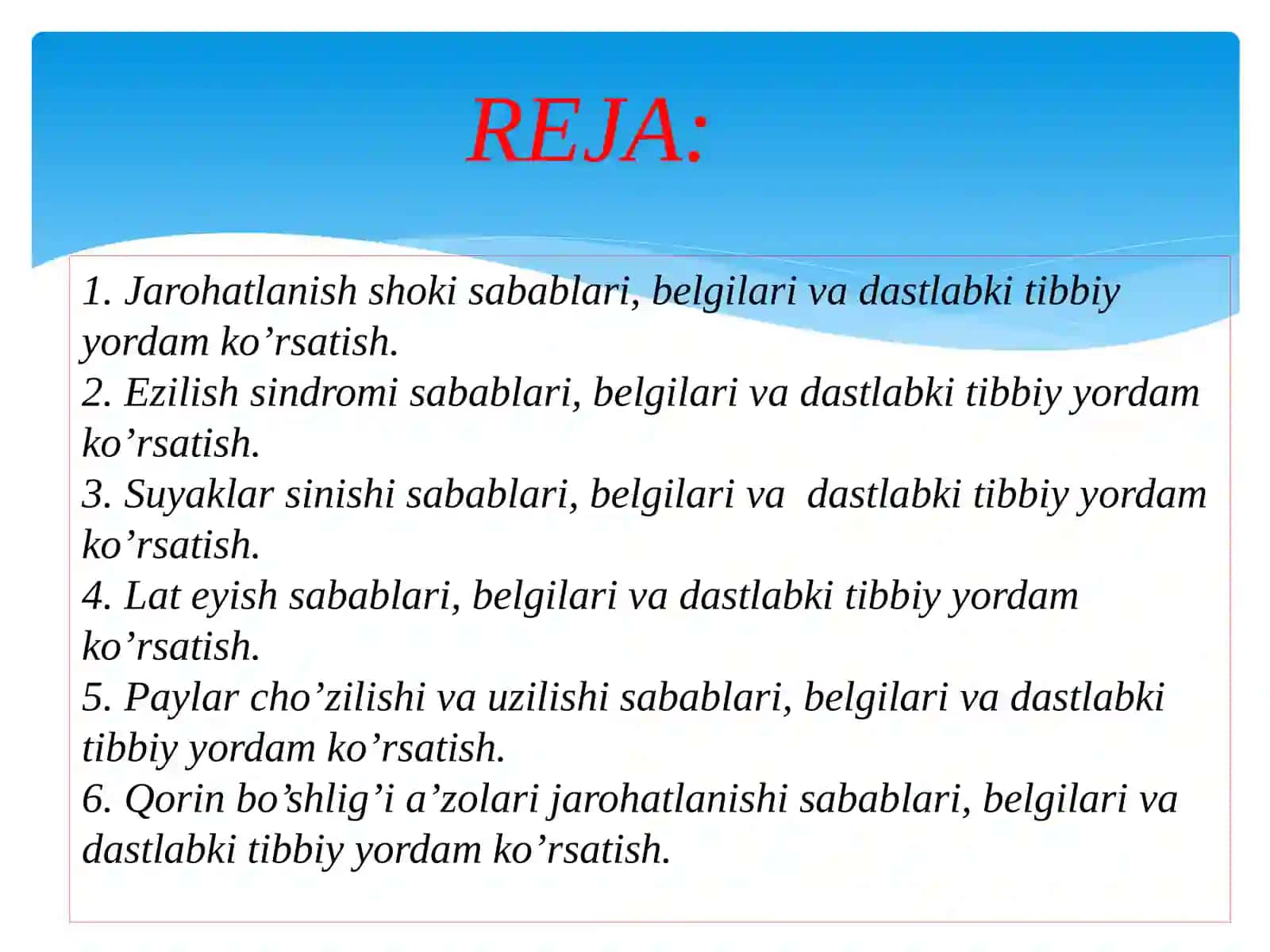Tibbiy bilim asoslari fanidan tayyorlagan mustaqil ish 3