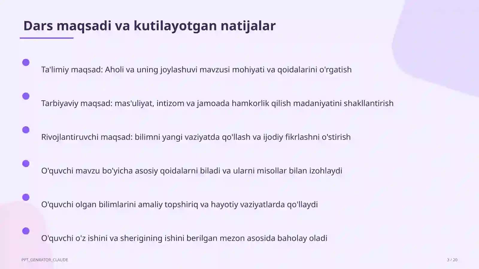 Aholi va uning joylashuvi (6-sinf) 3