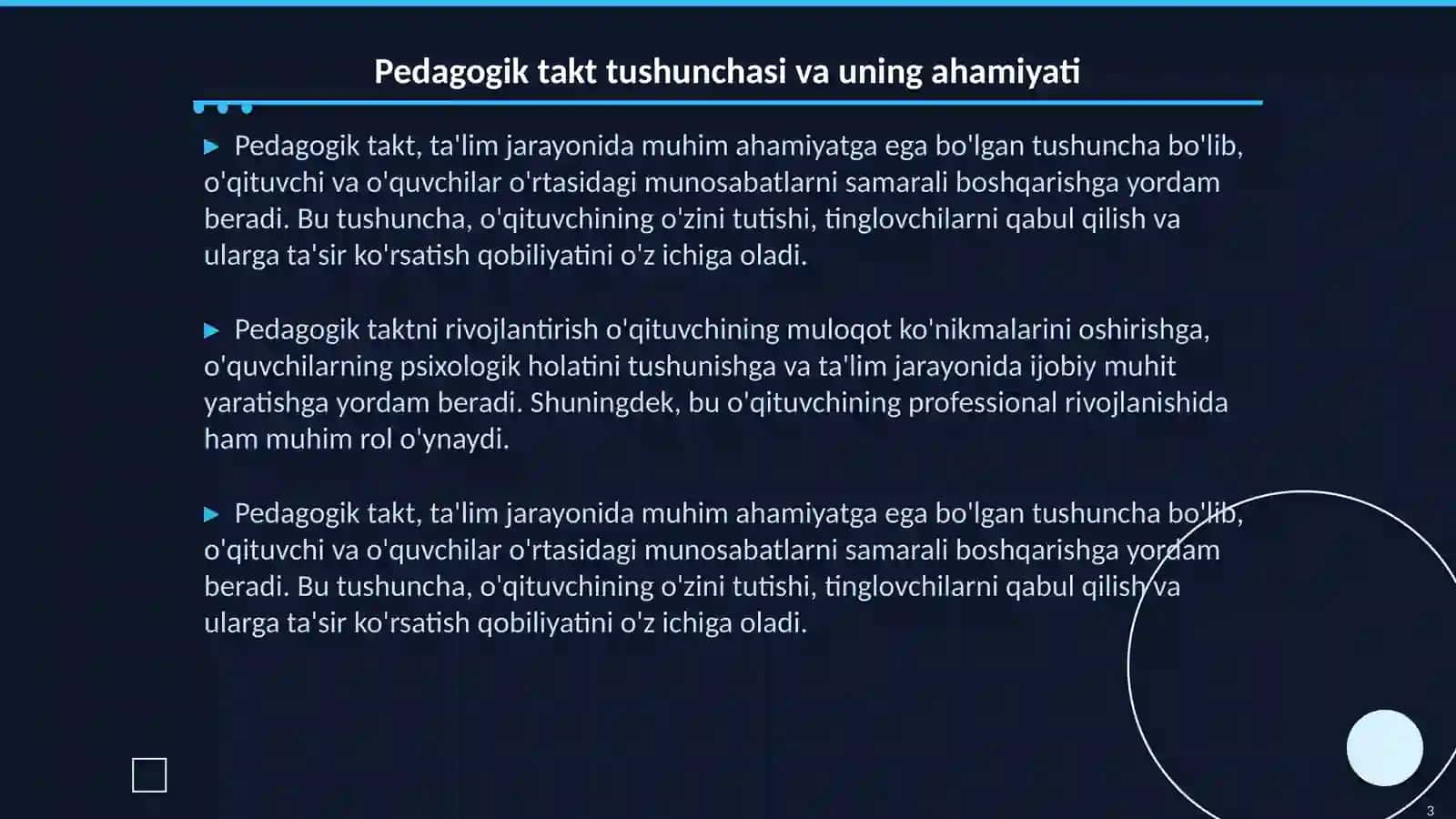 Pedagogik takt va pedagogik etika. Pedagogik texnika haqida tushuncha 3