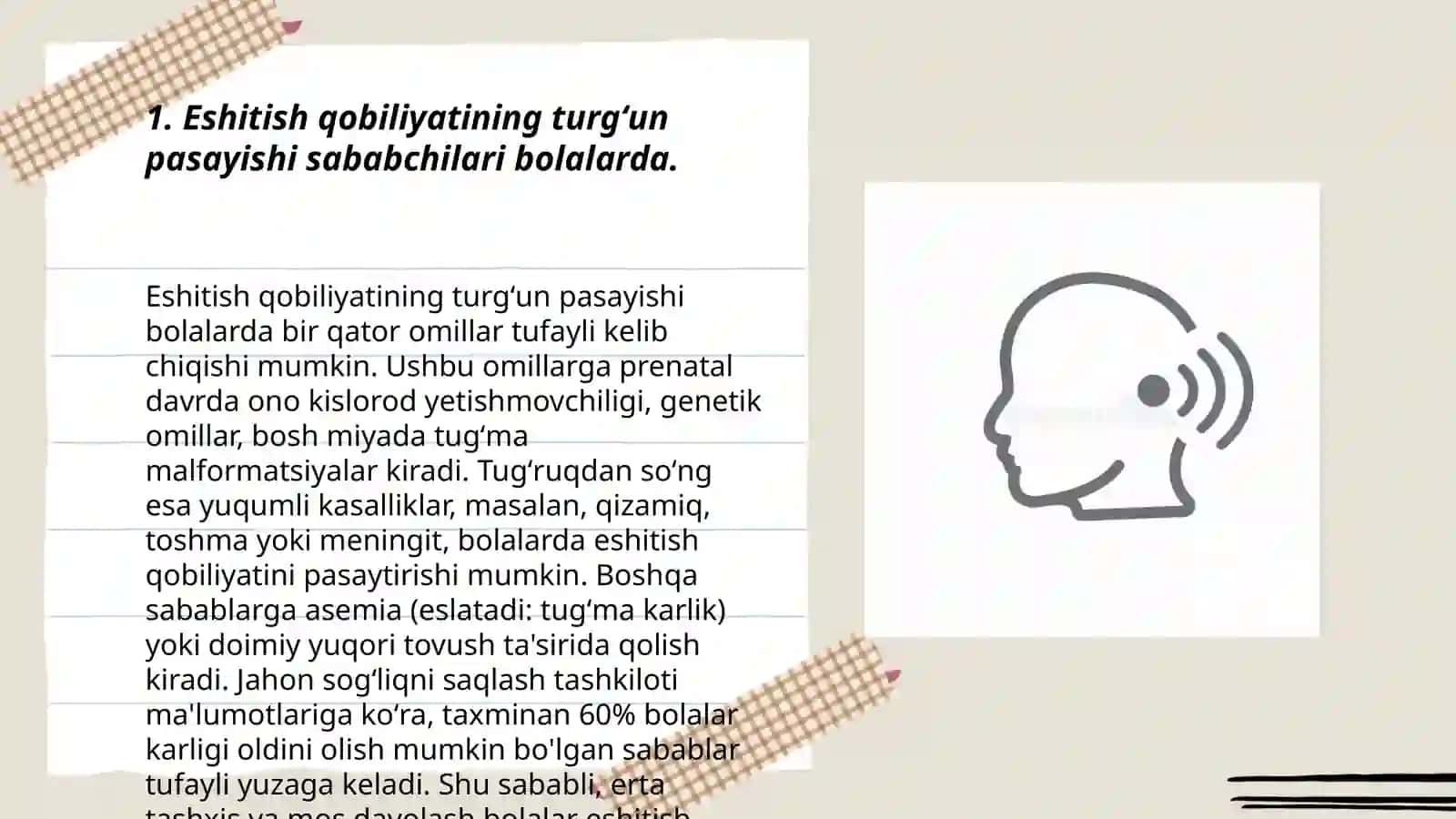 Bolalarda uchraydigan eshitish qobiliyatini turgʻun pasayishi sababchilari bolalarda 3