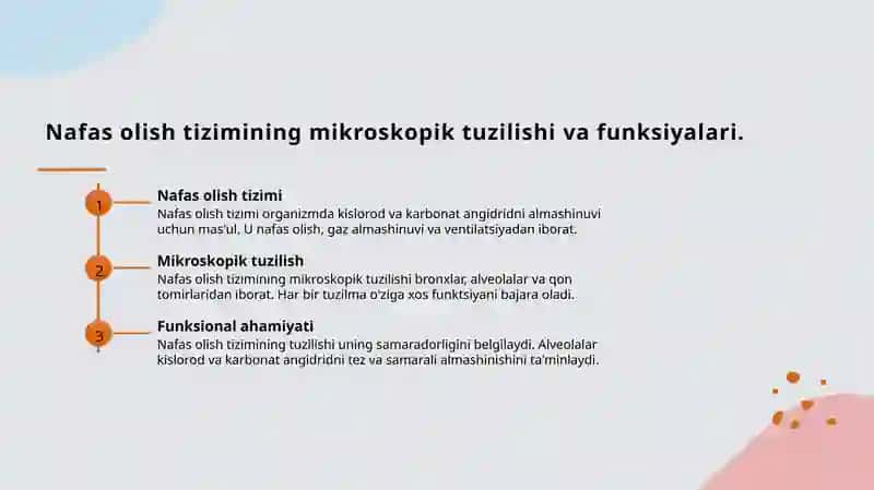 Nafas olish tizimi a'zolarining qiyosiy gistologik tavsifi 3