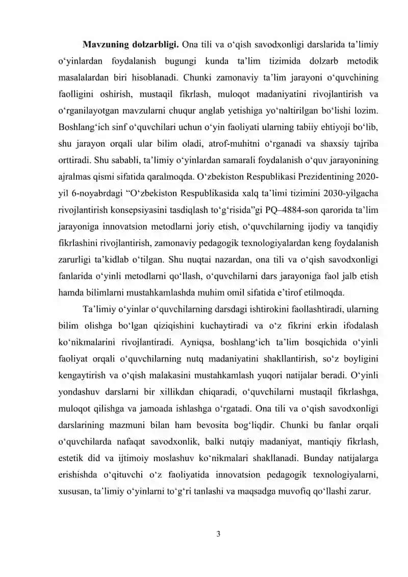 Ona tili va o‘qish savodxonligi darslarida ta’limiy o‘yinlarni qo‘llash 3