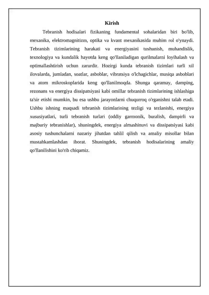 Tebranuvchi sistemaning tezligi va tezlanishi 3