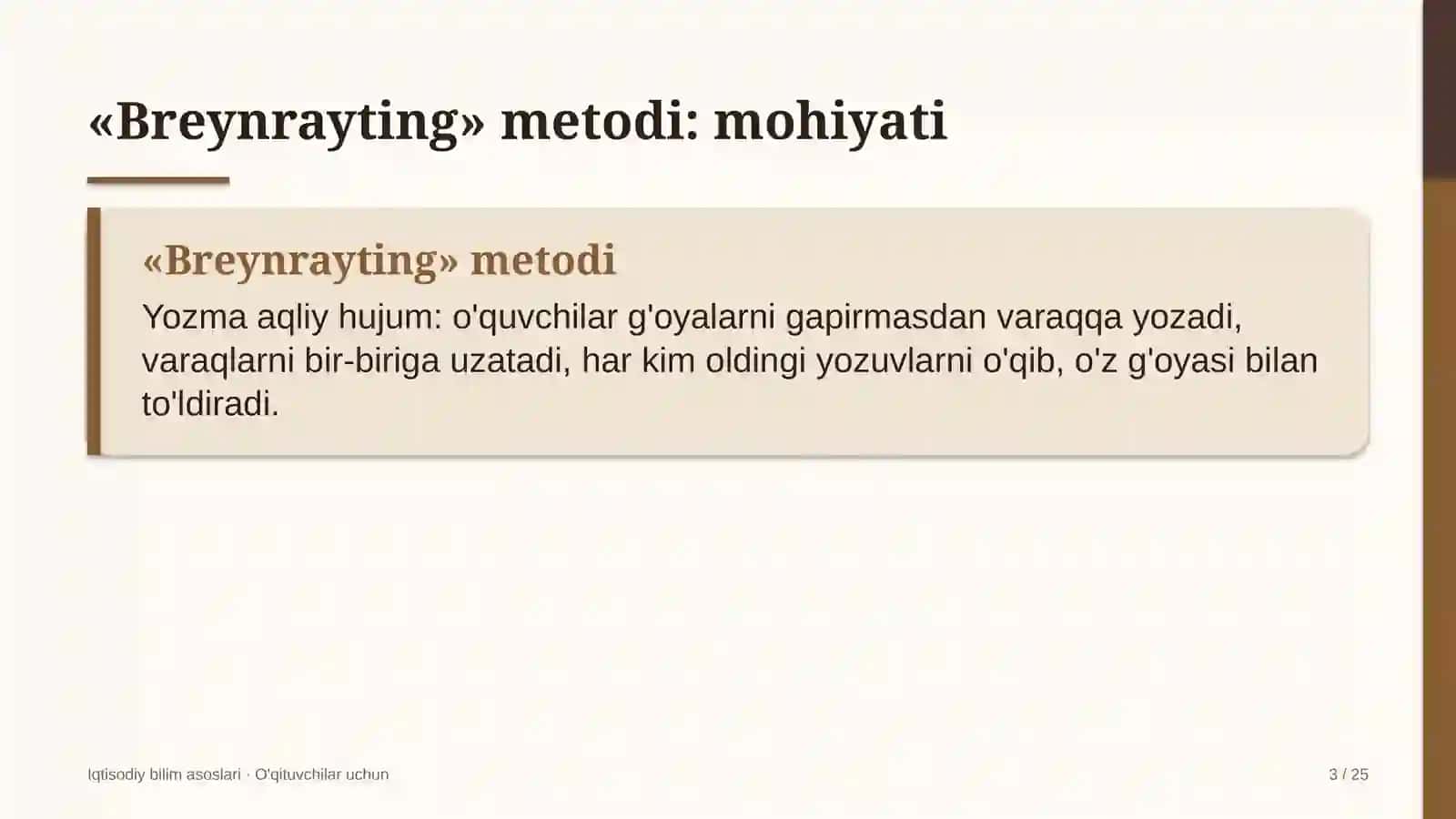 iqtisodiy bilim asoslari darslarida breynrayting metodidan foydalanish 6693 3