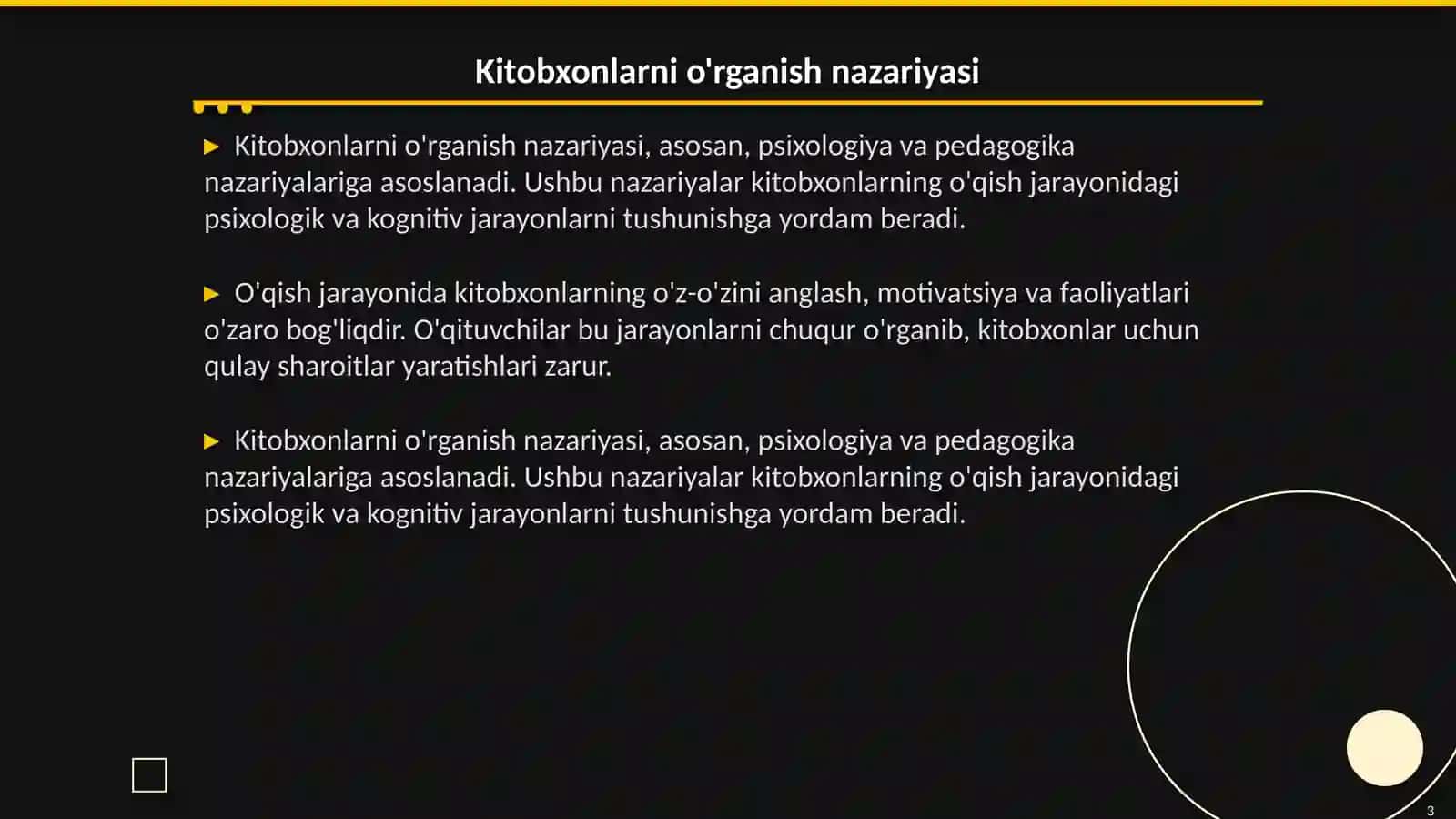 Kitobxonlarni o'rganish metodikasi 3