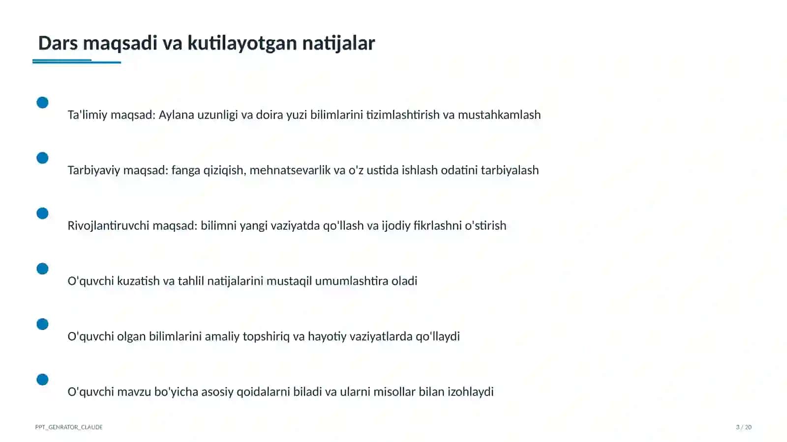 Aylana uzunligi va doira yuzi (9-sinf) 3