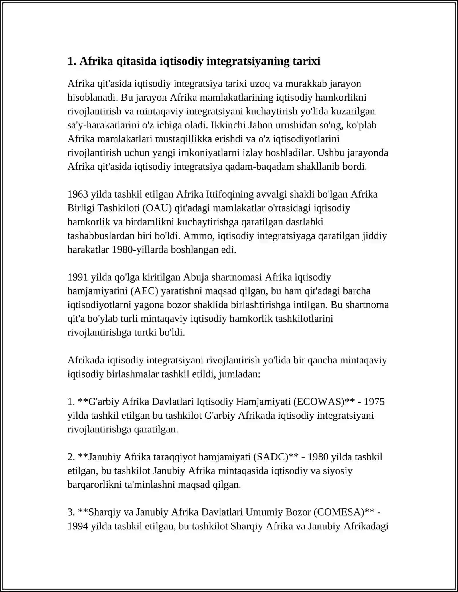 AFRIKA QITASIDA INTIGRATSIYA MUNOSABATLARINING SHAKLLANISHI VA RIVOJLANIAH TENDENSIYALARI 3