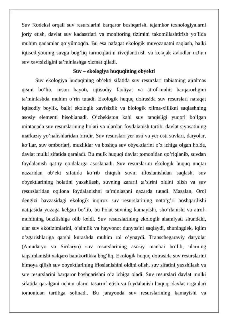 Suv va suvdan foydalanishni ekologik-huquqiy tartibga qilish 3