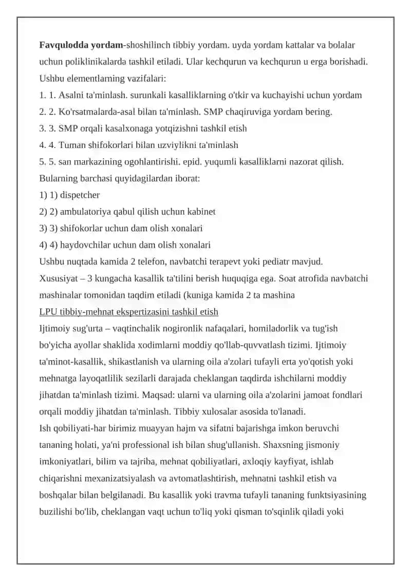 Shoshilinch Tibbiy Hizmat va Ixtisoslashtirilgan Markazlar Faoliyati 3