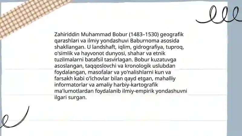 Zahriddin Muhammad Boburning geografik ilmiy asoslari 3