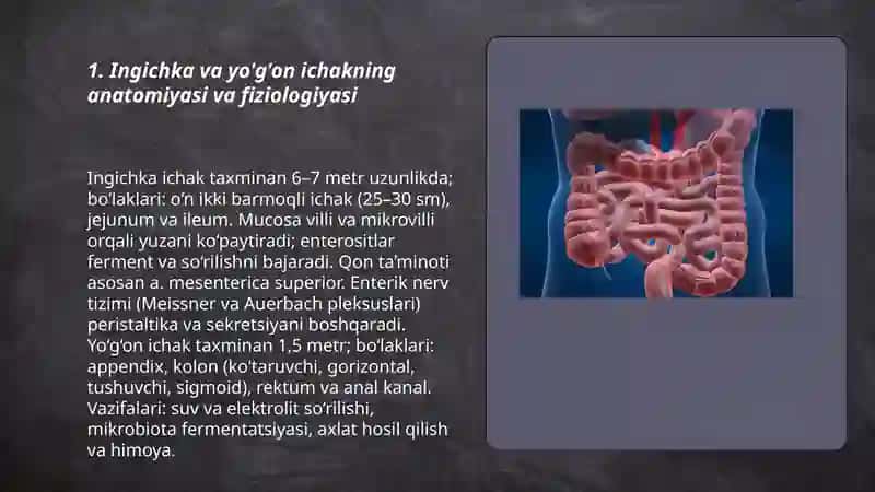 Ingichka va yo'g'on ichakning anatomiyasi va fiziologiyasi 3