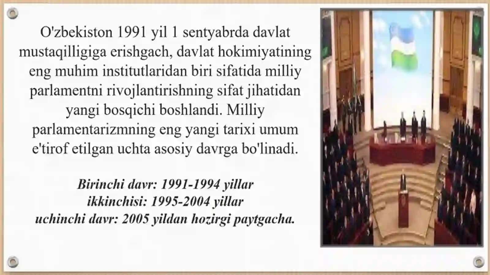 O`ZBEKISTONDA DEMOKRATIK, FUQAROLIK JAMIYATI ASOSLARINING SHAKKILLANISHI, AMALGA OSHIRILGAN SIYOSIY JARAYONLAR 3
