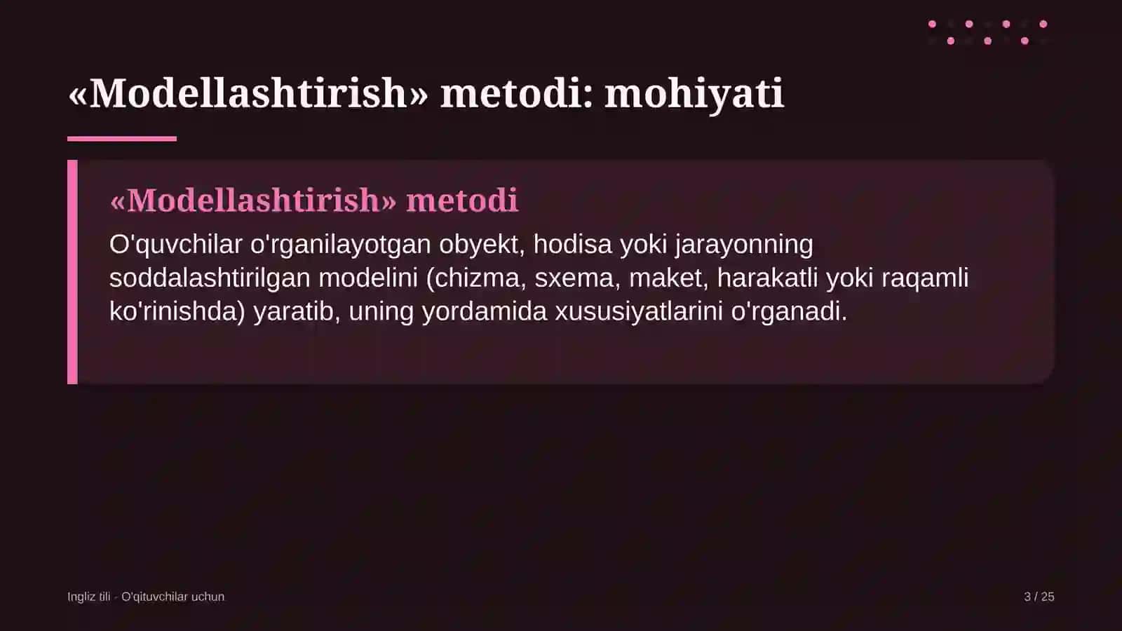 ingliz tili darslarida modellashtirish metodidan foydalanish 1991 3