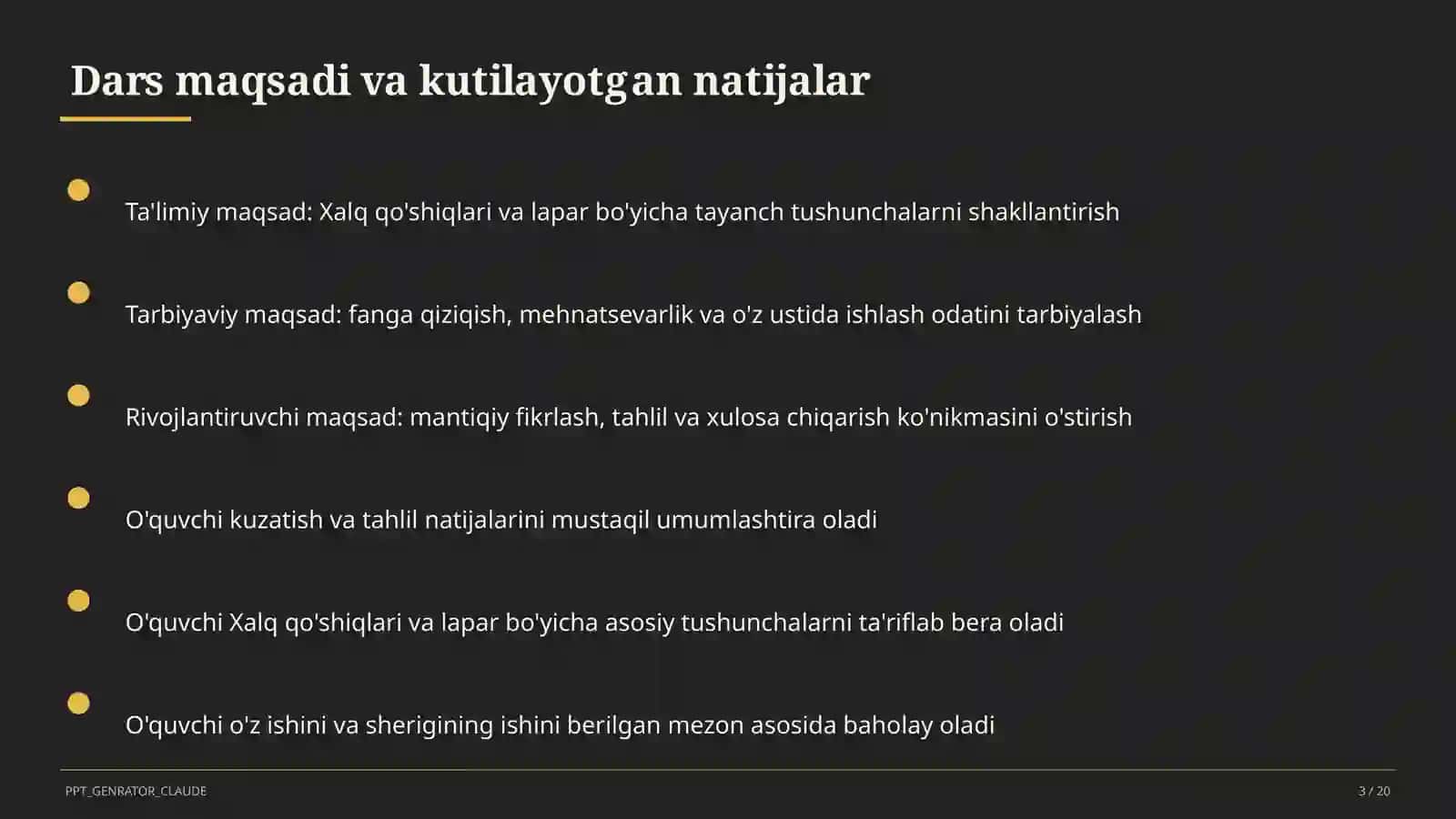 Xalq qo'shiqlari va lapar (3-sinf) 3