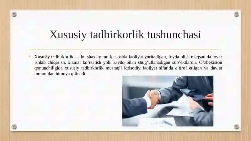 O‘ZBEKISTONDA XUSUSIY TADBIRKORLIKNING DAVLAT TOMONIDAN HIMOYA QILINISHI 3