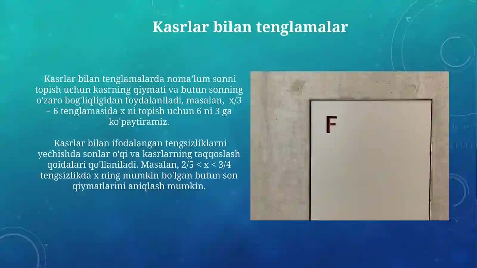 Ulush.Kasr.Ulushga ko'ra sonni topish.Butunning ulushini topish 3