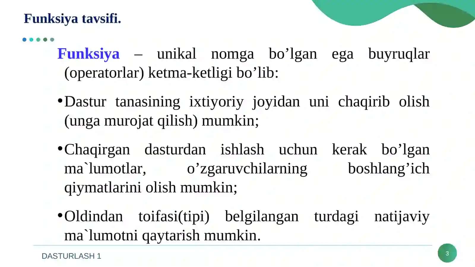 Funksiya tavsifi 3