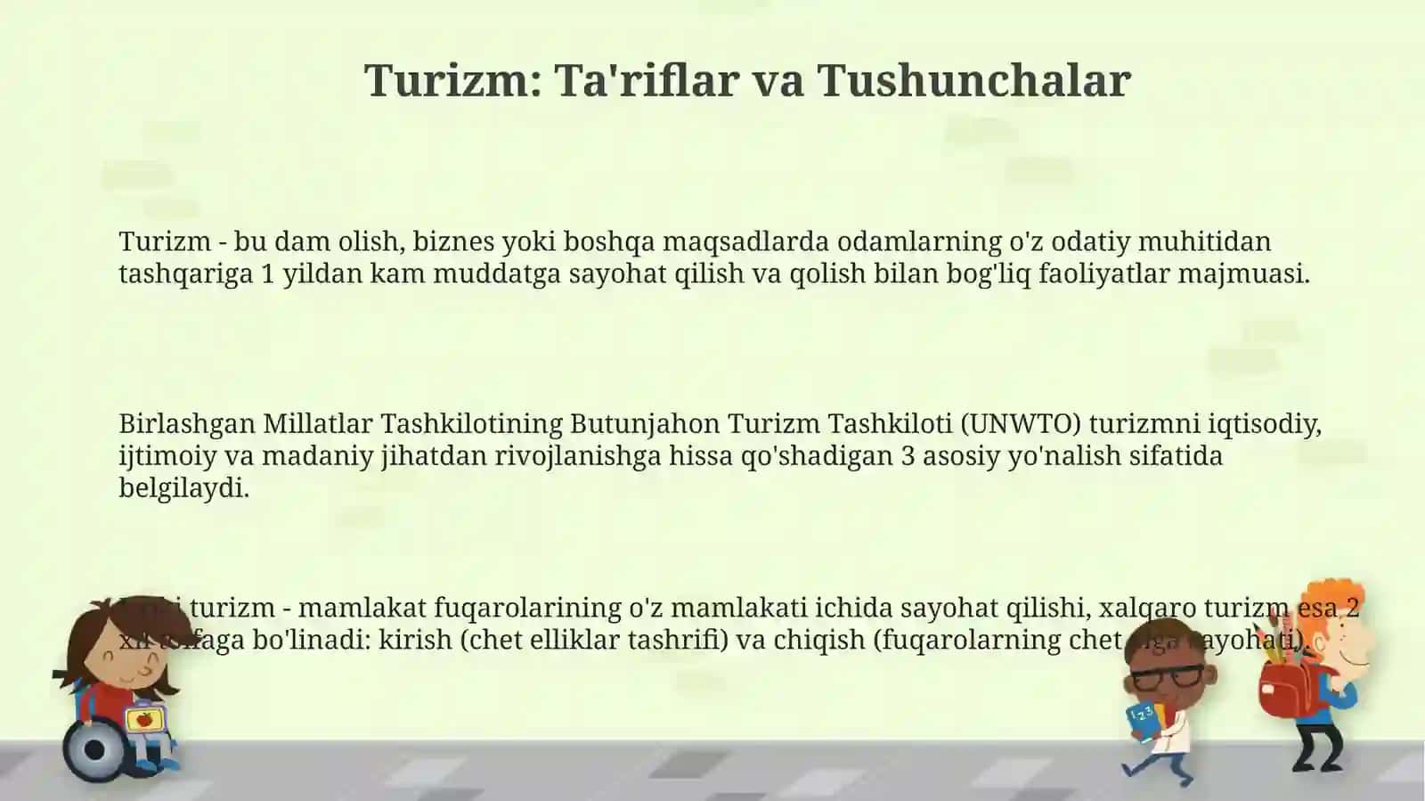 Turizm haqida umumiy ma'lumotlar 3